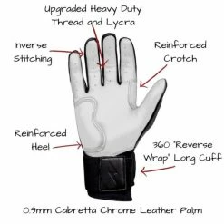 Bruce Bolt Chrome Series Long Cuff Batting Gloves White -EvoShield shop bruce bolt bruce bolt chrome series long cuff batt 3