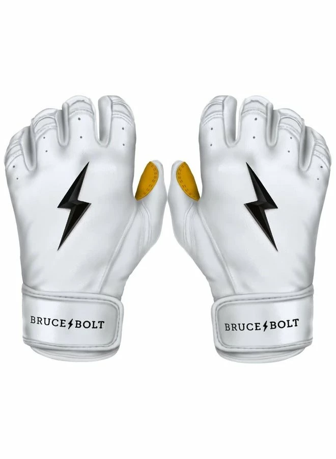BRUCE BOLT PREMIUM PRO SHORT CUFF BATTING GLOVES White 5 BRUCE BOLT PREMIUM PRO SHORT CUFF BATTING GLOVES White - Image 3
