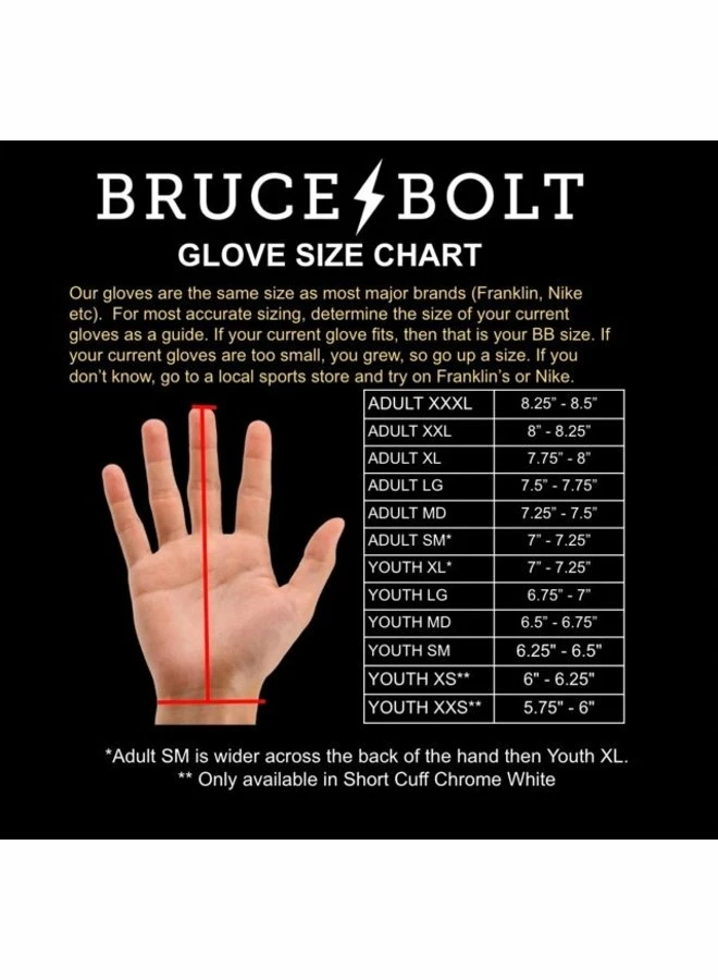 BRUCE BOLT PREMIUM PRO SHORT CUFF BATTING GLOVES White 8 BRUCE BOLT PREMIUM PRO SHORT CUFF BATTING GLOVES White - Image 6