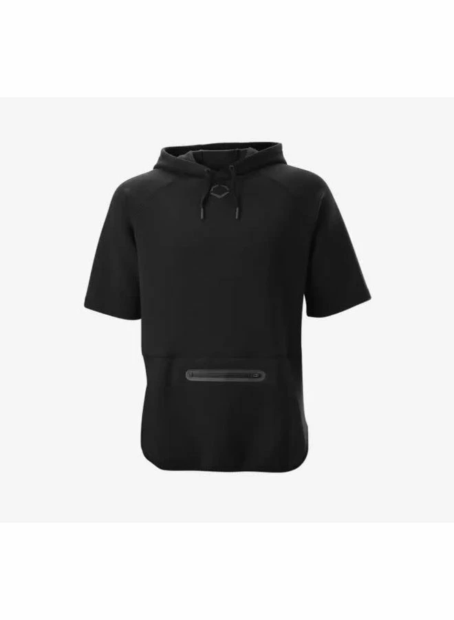 EvoShield Men's Pro Team Short Sleeve Pregame Hoodie Black 4 EvoShield Men's Pro Team Short Sleeve Pregame Hoodie Black - Image 2