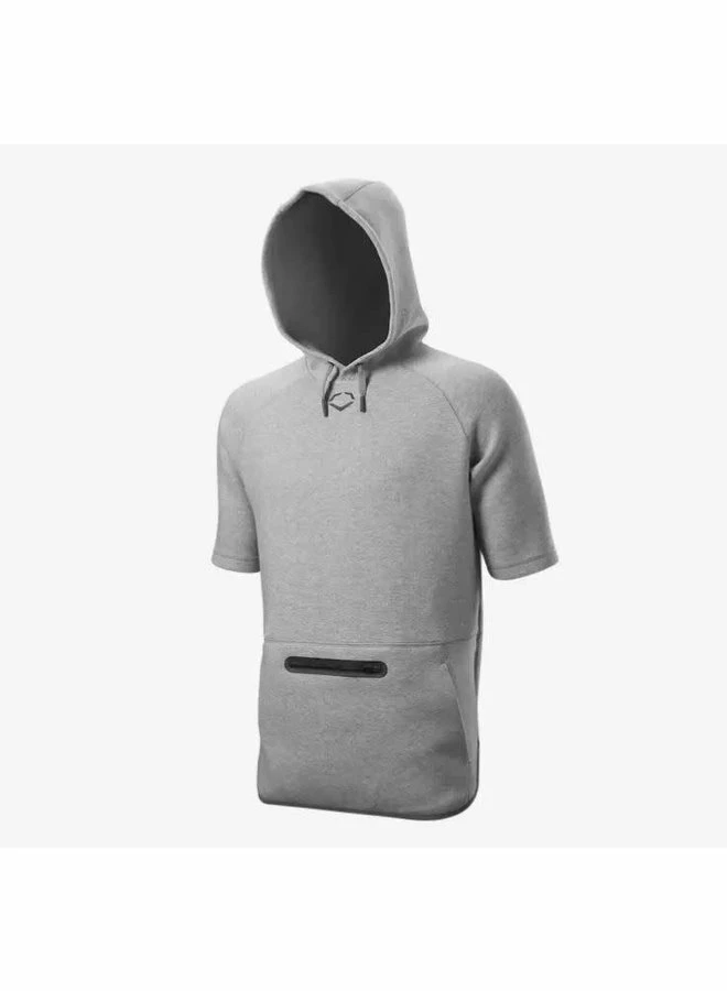 EvoShield Men's Pro Team Short Sleeve Pregame Hoodie Black 7 EvoShield Men's Pro Team Short Sleeve Pregame Hoodie Black - Image 5