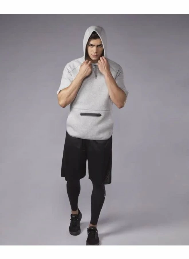 EvoShield Men's Pro Team Short Sleeve Pregame Hoodie Black 11 EvoShield Men's Pro Team Short Sleeve Pregame Hoodie Black - Image 9