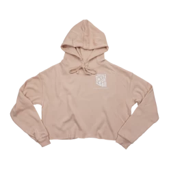 State Forty-Eight State Forty Eight Womens Cropped Fleece Hoodie Classic Pocket Peach & White